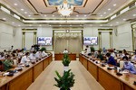Phiên họp của Ban Chỉ đạo phòng chống dịch Covid-19 TP.HCM sáng 21-5 (Ảnh: Thanh Mai)