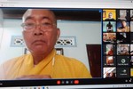 Hòa thượng Thích Minh Nhật, Trưởng ban Trị sự GHPGVN tỉnh Bình Thuận chủ trì hội nghị trực tuyến