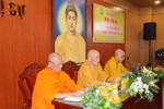 Chư tôn đức chứng minh Hội nghị hiệp thương nhân sự Trường Trung cấp Phật học tỉnh Vĩnh Long sau hợp nhất