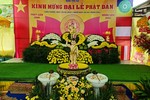 Lễ đài Kính mừng Đại lễ Phật đản Phật lịch 2566 của Phật giáo huyện Châu Thành được thiết trí tại chùa Bửu Tâm