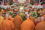 Trang nghiêm Lễ tưởng niệm Trưởng lão Hòa thượng Thích Thiện Thông, viện chủ tổ đình Phổ Quang (P.Cầu Kiệu, TP.HCM) - Ảnh: Nguyên Tài/BGN