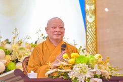 Hòa thượng Thích Lệ Trang chia sẻ chủ đề Nghi lễ Phật giáo - Ảnh: Quảng Đạo/BGN