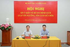 Hội nghị xin ý kiến về hồ sơ chính sách Luật Tín ngưỡng, tôn giáo (sửa đổi) do Ban Tôn giáo Chính phủ - Bộ Dân tộc và Tôn giáo tổ chức - Ảnh: Nguyên Tài/BGN