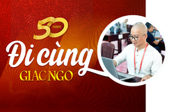 Tác giả trong lần ghi "Tết xưa" với Trưởng lão Hòa thượng Thích Hiển Tu tại chùa Xá Lợi (năm 2010) - Ảnh Bảo Toàn/BGN