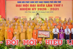 Hòa thượng Đào Như được tái suy cử Trưởng ban Trị sự GHPGVN TP.Cần Thơ nhiệm kỳ 2026-2031 - Ảnh: Quảng Đạo/BGN