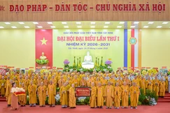 Tân Ban Trị sự GHPGVN tỉnh Tây Ninh nhiệm kỳ 2026-2031 ra mắt đại hội - Ảnh: Quảng Đạo/BGN