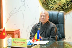 Thượng tọa Thích Tâm Chính, Ủy viên Hội đồng Trị sự, Trưởng ban Trị sự Phật giáo tỉnh Thanh Hóa chủ trì phiên họp định kỳ của Ban Trị sự