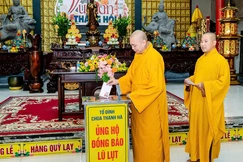 Chư Tăng tổ đình Thanh Hà quyên góp ủng hộ người dân ảnh hưởng bởi lũ quét tại khu vực biên giới Nepal và Trung Quốc