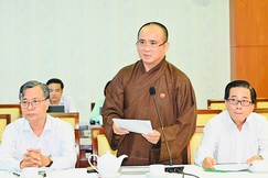 Thượng tọa Thích Tâm Hải, Tổng Biên tập Báo Giác Ngộ phát biểu tại Hội nghị tổng kết công tác báo chí, xuất bản năm 2025 và triển khai nhiệm vụ năm 2026 - Ảnh: Việt Dũng