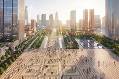 Phối cảnh quảng trường trung tâm trong khu đô thị mới Thủ Thiêm