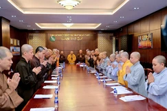 Ban Hoằng pháp - Hướng dẫn Phật tử GHPGVN TP.HCM họp phiên đầu tiên sau ra mắt - Ảnh: CTV