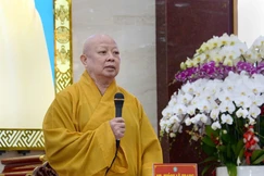 Hòa thượng Thích Lệ Trang chủ trì buổi họp triển khai công tác chuẩn bị tổ chức Đại hội - Ảnh/Bảo Toàn/BGN