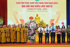 Đoàn lãnh đạo Tỉnh ủy, HĐND, UBND, Ủy ban MTTQVN tỉnh Điện Biên chúc mừng Đại hội đại biểu Phật giáo tỉnh lần thứ IV, nhiệm kỳ 2026-2031