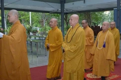 Hòa thượng Thích Lệ Trang và chư tôn đức Ban Thường trực Ban Trị sự TP.HCM thăm Học viện Phật giáo VN tại TP.HCM - Ảnh: Bảo Toàn/BGN