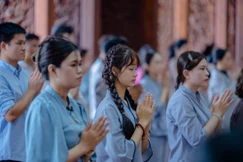 Bạn trẻ về chùa Quốc Ân Khải Tường tham dự khóa tu Ngày an lạc - Ảnh: Đăng Huy