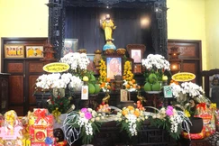 Di ảnh Trưởng lão Hòa thượng Thích Tắc Thành tại tổ đường chùa Đông Phước (phường Phú Định, TP.HCM)