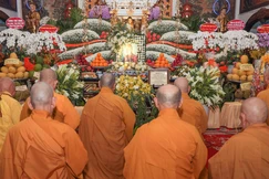 Trang nghiêm Lễ tưởng niệm Trưởng lão Hòa thượng Thích Thiện Thông, viện chủ tổ đình Phổ Quang (P.Cầu Kiệu, TP.HCM) - Ảnh: Nguyên Tài/BGN