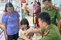 Viện Kiểm sát Nhân dân Khu vực 6 và Công an xã Nhà Bè phối hợp thực hiện cấp Căn cước công dân cho các cháu