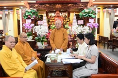 Hòa thượng Thích Quảng Tùng, Phó Chủ tịch Hội đồng Trị sự, Trưởng ban Trị sự GHPGVN TP.Hải Phòng chủ trì hội nghị