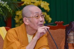Hòa thượng Thích Chơn Thiện, Phó Pháp chủ Hội đồng Chứng minh, Phó Chủ tịch Thường trực Hội đồng Trị sự GHPGVN trong một hội nghị tại Văn phòng II Trung ương Giáo hội - Ảnh: Bảo Toàn/BGN
