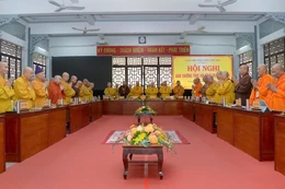 Chư tôn đức Ban Thường trực Hội đồng Trị sự, Ban Trị sự tỉnh, thành phố, tại hội nghị mở rộng ngày 1-7-2026 - Ảnh: Bảo Toàn/BGN