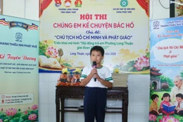 Hội thi Chúng em kể chuyện Bác Hồ do chùa Phật Huệ phối hợp cùng Đoàn Thanh niên phường Long Thuận (Đồng Tháp) tổ chức
