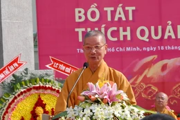 HT. Thích Trí Quảng – Phó Chủ tịch HĐTS,Trưởng ban Trị Sự THPG TP HCM phát biểu tại buổi lễ