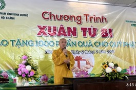 Hòa thượng Thích Huệ Thông có lời thăm hỏi sức khỏe và động viên bà con Phật tử cố gắng vươn lên trong cuộc sống