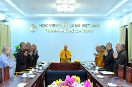 Phiên họp của Hội đồng Điều hành Học viện Phật giáo VN tại TP.HCM sáng 28-9-2023 - Ảnh: Minh Đức