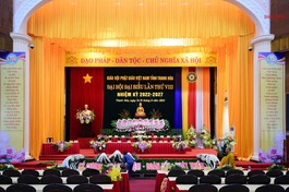 Hội trường chính nơi diễn ra Đại hội đại biểu Phật giáo tỉnh Thanh Hóa lần thứ VIII 
