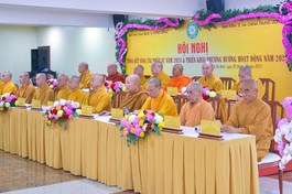 Hội nghị tổng kết công tác Phật sự của Ban Phật giáo Quốc tế T.Ư, Ban Kinh tế - Tài chính T.Ư tại chùa Vĩnh Nghiêm (Q.3), chiều 2-1 - Ảnh: Quảng Đạo/BGN