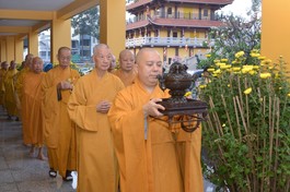 Trưởng lão Hòa thượng Thích Trí Quảng, Đệ tứ Pháp chủ GHPGVN quang lâm Việt Nam Quốc Tự sáng mùng 6 Tết Quý Mão (2023) - Ảnh: Bảo Toàn/BGN