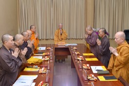 Hội đồng Điều hành Học viện Phật giáo VN tại TP.HCM có phiên họp đầu năm Giáp Thìn tại cơ sở I sáng nay, 1-3-2024 - Ảnh: Bảo Toàn/BGN