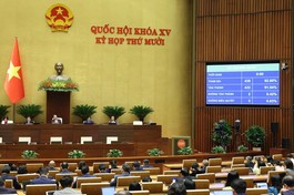 433/438 đại biểu tham gia biểu quyết tán thành, Quốc hội đã thông qua Nghị quyết của Quốc hội Sửa đổi, bổ sung một số điều của Nghị quyết số 98/2023/QH15 - Ảnh: Phạm Thắng