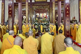 lễ húy nhật lần thứ 281 Đức Tổ sư Thiệt Diệu Liễu Quán đã được trang nghiêm cử hành tại Tổ đình Thiền Tôn (P.An Tây, TP.Huế) vào sáng nay, 21-11-Quý Mão (2-1-2024) - Ảnh: Khánh Nhật