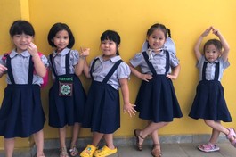 Các em Oanh vũ Gia đình Phật tử chùa Xá Lợi - Ảnh: Ù Tròn Tròn