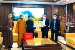 Ban Trị sự thăm và chúc tết tại cơ quan Tỉnh ủy - Ảnh: TĐH