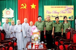 Chư Ni Phân ban Ni giới T.Ư, TP.HCM chúc Tết tại Cục An ninh nội địa - Bộ Công an - Ảnh: Thường Tịnh Văn