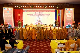 Tân Ban Trị sự GHPGVN tỉnh Lào Cai ra mắt và Hòa thượng Thích Thanh Điện phát biểu nhận nhiệm vụ