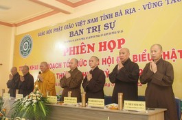 Đoàn công tác Trung ương GHPGVN họp cùng Ban Thường trực Ban Trị sự