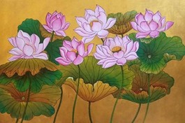 Tác phẩm "Sen hồng hư không" tại triển lãm