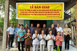 Chùa Bảo Tâm bàn giao nhà tình thương đến hộ nghèo xã Quới Thành