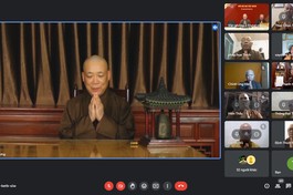 Hòa thượng Thích Bảo Nghiêm chủ trì buổi họp trực tuyến