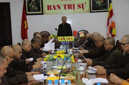 Hòa thượng Thích Nhựt Tấn chủ trì buổi họp triển khai hoạt động quan trọng sắp tới