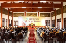 Quang cảnh hội thi thuyết giảng tại chùa Quốc Ân Khải Tường