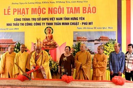  Lễ phạt mộc ngôi Tam bảo, công trình Trụ sở GHPGVN tỉnh Hưng Yên