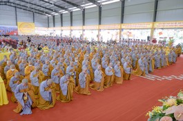 Giới tử Đại Giới đàn Liễu Lạc do Ban Trị sự GHPGVN tỉnh Long An tổ chức vào năm 2023 - Ảnh: Đ.Huy