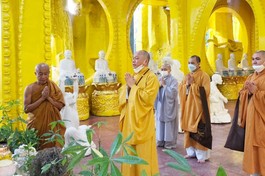 Chư tôn đức Ban Trị sự GHPGVN quận Gò Vấp chúc mừng Xuân Nhâm Dần đến chư tôn đức Ban chứng minh GHPGVN quận Gò Vấp - Ảnh: Quang Hải