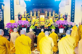 Tưởng niệm Trưởng lão Hòa thượng Thích Trí Quang tại chùa Ấn Quang, TP.HCM - Ảnh: Trung Hiếu