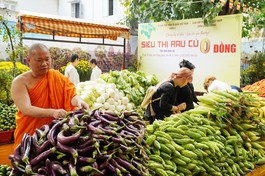 Siêu thị rau củ 0 đồng tại chùa Candaransi (Q.3, TP.HCM)